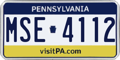 PA license plate MSE4112