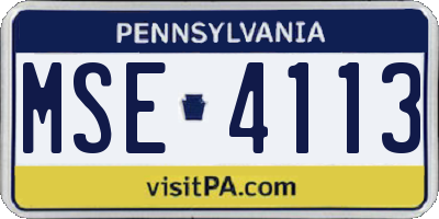 PA license plate MSE4113