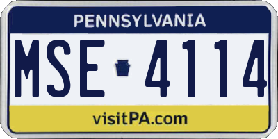 PA license plate MSE4114