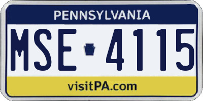 PA license plate MSE4115