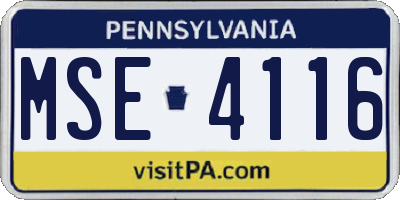 PA license plate MSE4116