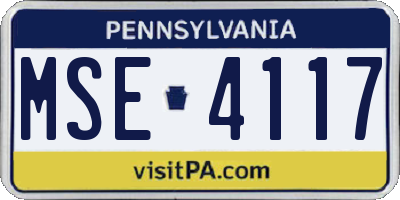 PA license plate MSE4117