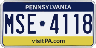 PA license plate MSE4118