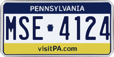 PA license plate MSE4124