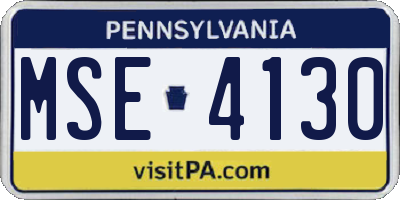 PA license plate MSE4130