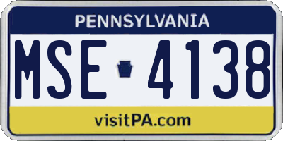 PA license plate MSE4138