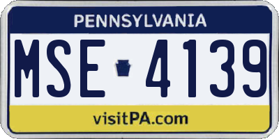 PA license plate MSE4139