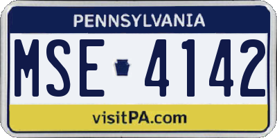 PA license plate MSE4142