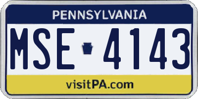 PA license plate MSE4143