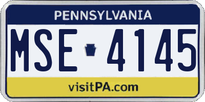 PA license plate MSE4145