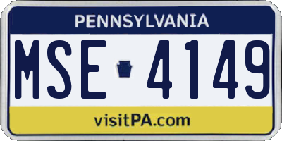 PA license plate MSE4149