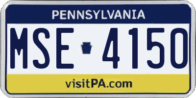 PA license plate MSE4150