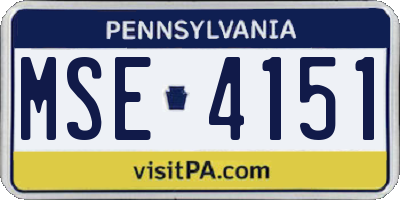 PA license plate MSE4151