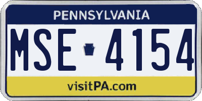 PA license plate MSE4154