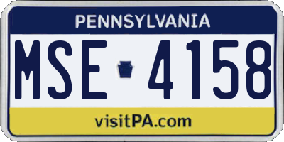 PA license plate MSE4158