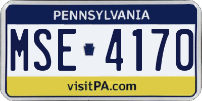 PA license plate MSE4170