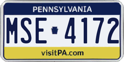 PA license plate MSE4172