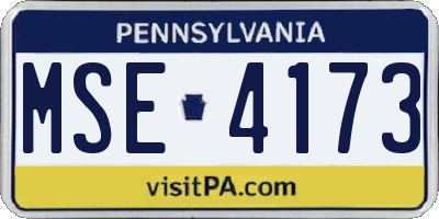 PA license plate MSE4173