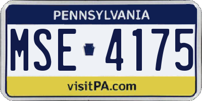 PA license plate MSE4175