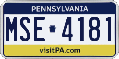 PA license plate MSE4181