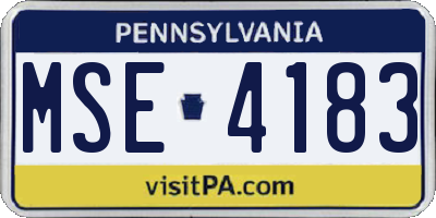 PA license plate MSE4183