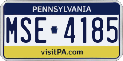 PA license plate MSE4185