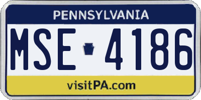 PA license plate MSE4186