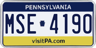 PA license plate MSE4190