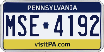PA license plate MSE4192