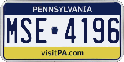 PA license plate MSE4196