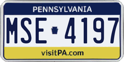 PA license plate MSE4197