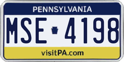 PA license plate MSE4198