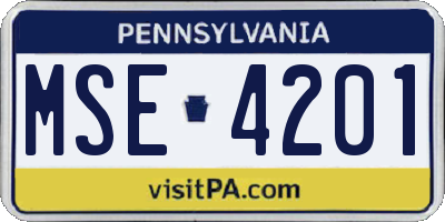 PA license plate MSE4201