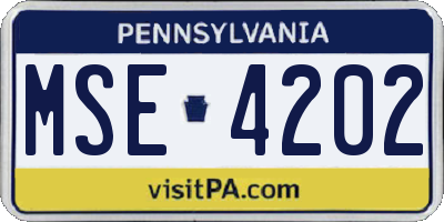 PA license plate MSE4202