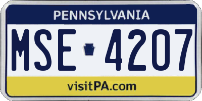 PA license plate MSE4207