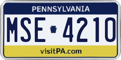 PA license plate MSE4210