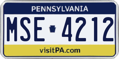 PA license plate MSE4212