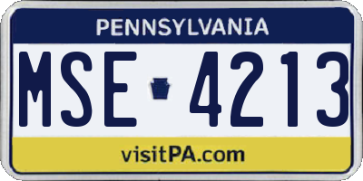 PA license plate MSE4213
