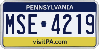 PA license plate MSE4219