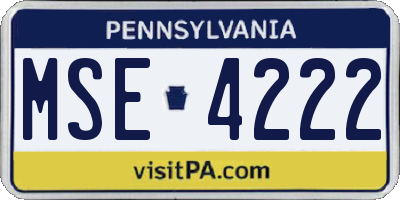PA license plate MSE4222