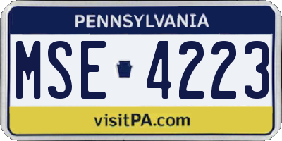 PA license plate MSE4223