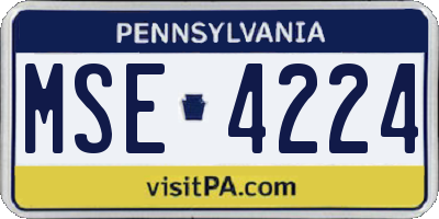 PA license plate MSE4224