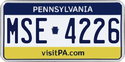 PA license plate MSE4226