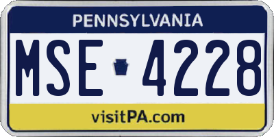 PA license plate MSE4228