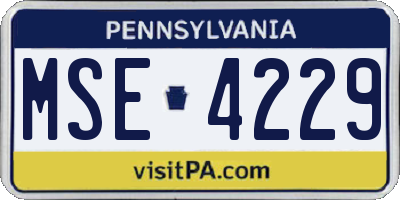 PA license plate MSE4229