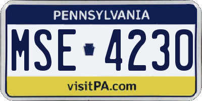 PA license plate MSE4230