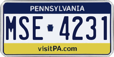 PA license plate MSE4231