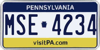 PA license plate MSE4234