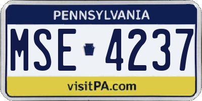 PA license plate MSE4237