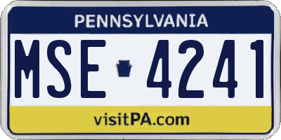 PA license plate MSE4241